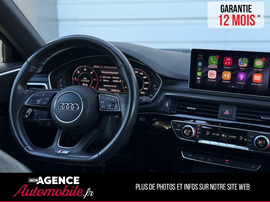 Audi A4 AVANT 2.0 TDI  S-Tronic 190ch S-Line *SIEGES CUIR CHAUFFANTS*CARPLAY*CAMERA RADAR AV&AR*COFFRE ELECTRIQUE*/ GARANTIE 12 MOIS