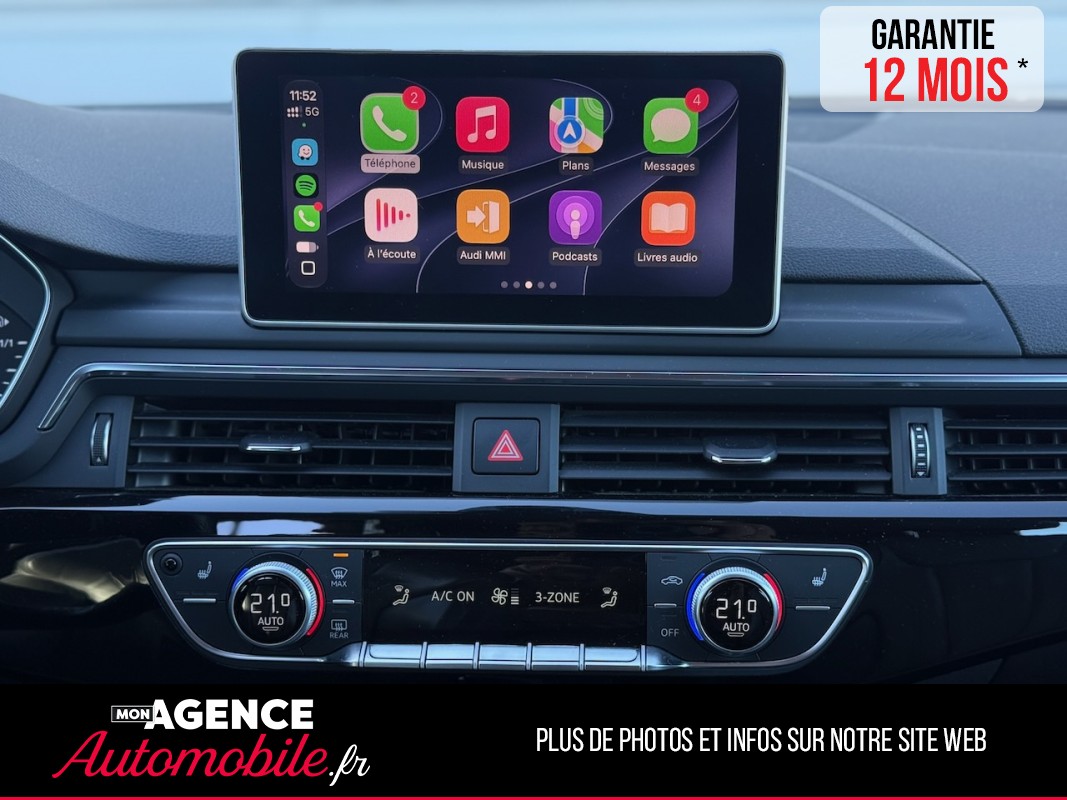 Audi A4 AVANT 2.0 TDI  S-Tronic 190ch S-Line *SIEGES CUIR CHAUFFANTS*CARPLAY*CAMERA RADAR AV&AR*COFFRE ELECTRIQUE*/ GARANTIE 12 MOIS